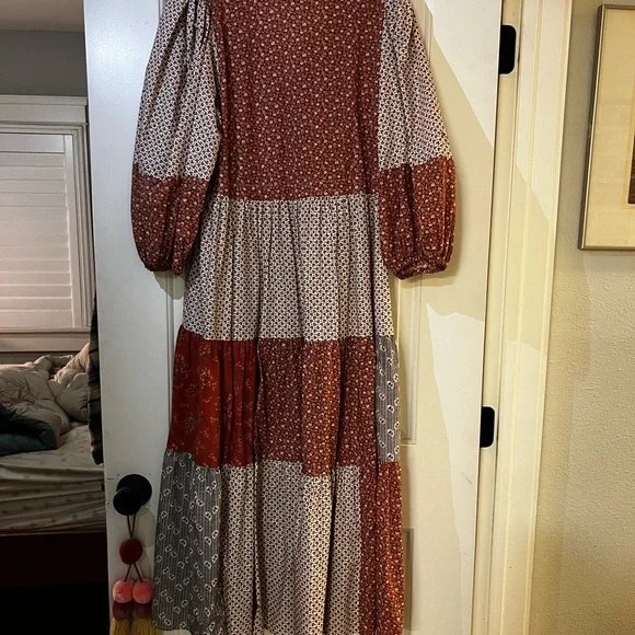 Like New! Christy Dawn Heirloom Patchwork Gina Dress in Colorblocked Rust (S) - Picture 2 of 10